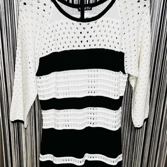 VENUS Black and White Striped Sweater Midi Dress - Picture 1 of 1